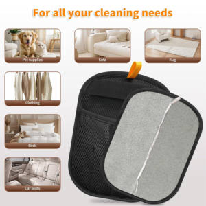 Guante Húmedo de Lujo de Poliéster Negro para Aseo de Mascotas, Toallita Limpiadora y Removedor de Pelo para Perros y Gatos - Product Image 4