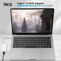 Adaptor Ethernet USB 2.0 Tipe-C ke RJ45, Kartu Jaringan LAN Berkabel 10/100Mbps dengan Cangkang ABS untuk Laptop, Tablet, dan Ponsel