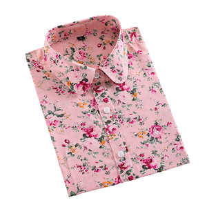 Chemisier à manches longues pour femmes, Vintage, à fleurs, col rabattu, à carreaux, été - Product Image 5