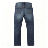 Jean slim rétro pour homme avec coutures en W, coupe droite, en denim de coton, taille basse, cinq poches, décontracté