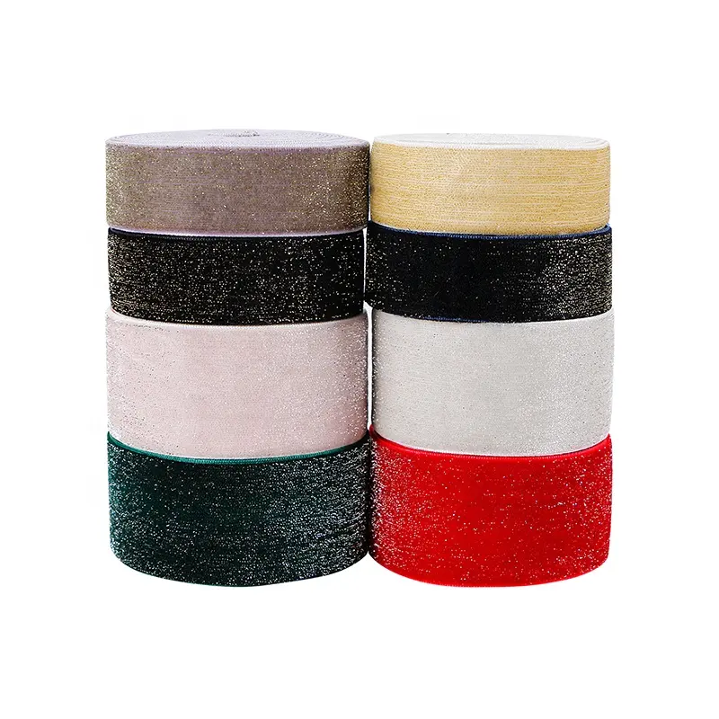 MSD 38mm or 25mm Wide Soild Color Single Face With Gold Velvet Ribbon Roll Wholesale
