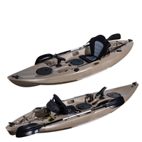 Bateau de pêche en plastique de 9,6 pieds, kayak/canoë de pêche, monoplace, à assise surélevée