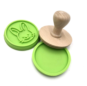HY silikon kurabiye damgası kesici DIY pasta kek çerez mühür kalıpları ahşap saplı bisküvi baskılar kalıpları - Product Image 3
