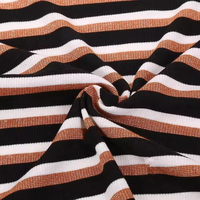 Tissu jacquard personnalisé en polyester et rayonne extensible avec rayures métalliques Lurex, vente en gros