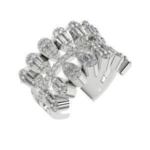 Bague personnalisée en argent 925 avec diamants de laboratoire taille baguette multi-rangs, bijou de déclaration pour mariée ou cocktail, joaillerie fine - Product Image 3