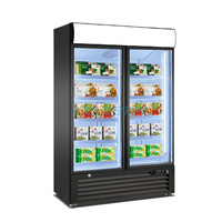 Réfrigérateur et congélateur commercial vertical en verre pour supermarché, vitrine à porte unique, congélateur à crème glacée