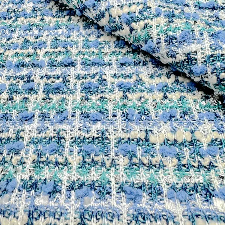 Factory direct sales strip-shaped coarse needle fabric tweed fabric with bright wire for coat Sweater