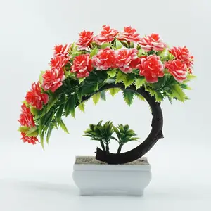 Artificial Bonsai Tree Fake Bonsai Plant Potted Artificial Flower For Indonesia Home Decoration Desktop Display