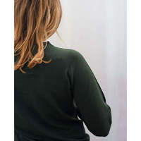 Pull à col rond pour femme Heyfoo, de haute qualité, vert militaire, calibre 12, tricoté, avec motif brodé, décontracté, fabriqué en Europe, taille S