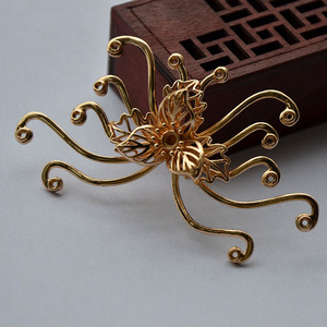 Gold Plated Flower Hairpin Component For <b>Bracelet</b> Making <b>Copper</b> Material Zhejiang Origin - Product Image 1
