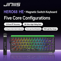Clavier de jeu OEM JINMS Hero68 à interrupteurs magnétiques, déclenchement rapide 8K, vente en gros, logo personnalisé, clavier de jeu RGB avec boîte lumineuse