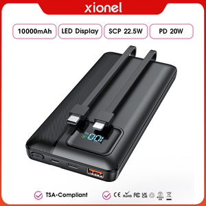 OEM 10000mAh 37Wh Batterie externe avec câbles intégrés doubles 22.5W PD QC Affichage LED <span class=keywords><strong>Chargeur</strong></span> portable V0 Ignifuge pour iPhone <span class=keywords><strong>Samsung</strong></span> - Product Image 1