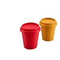 Tasse à café finition mate, corps conique, couvercle à pression, deux couleurs, surface unie, ensemble de vaisselle