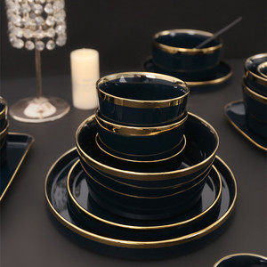 Venta Directa <span class=keywords><strong>de</strong></span> Fábrica, Tazón y Plato <span class=keywords><strong>de</strong></span> Porcelana Azul Oscuro para <span class=keywords><strong>Desayuno</strong></span>, Económicos, Duraderos y Ecológicos, Personalizables - Product Image 6