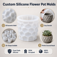 Moule en silicone personnalisé pour pot de fleurs, motif géométrique 3D, pour succulentes, béton, ciment, résine, plâtre, OEM, vente en gros, usine