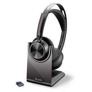 <span class=keywords><strong>Casque</strong></span> Stéréo Poly Voyager Focus 2 <span class=keywords><strong>Plantronics</strong></span> ANC Acoustic Fence 4 avec Micros Anti-Bruit et Dongle BT700 pour Team Zoom - Product Image 1