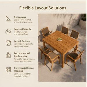 Set di Mobili da Esterno con Tavolo e Sedie, Sedie da Pranzo in Teak per Esterni, Arredamento da Giardino e Patio - Product Image 5