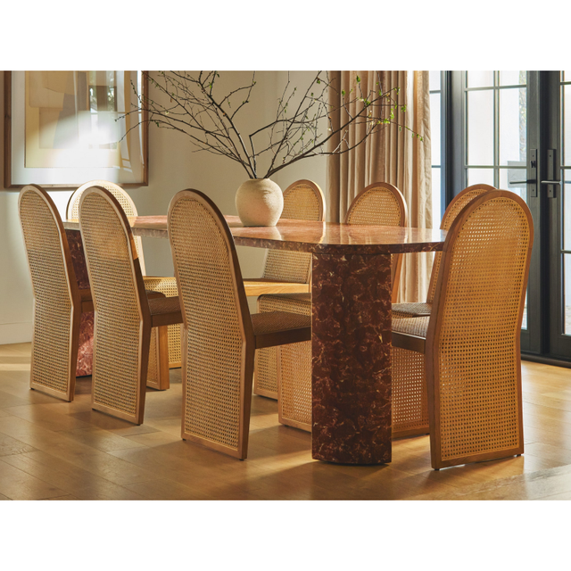 SH STONE Red Marble Dining Table Honed Sealed with Bullnose Edge Modern Design for Restaurant Bar Furniture Customizable Size