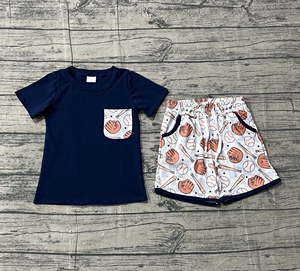 Conjuntos de Camiseta y Pantalones Cortos Deportivos Casuales con Estampado de Béisbol para Niños, Verano, Día del Juego, Algodón, Spandex, Tela de Estambre, Venta al por Mayor, OEM/ODM - Product Image 3