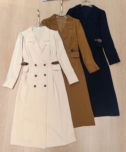 <span class=keywords><strong>Abito</strong></span> di lusso 2025 autunno inverno firmato moda donna collo intagliato doppio petto manica lunga <span class=keywords><strong>abito</strong></span> <span class=keywords><strong>blu</strong></span> cachi albicocca XXL - Product Image 1