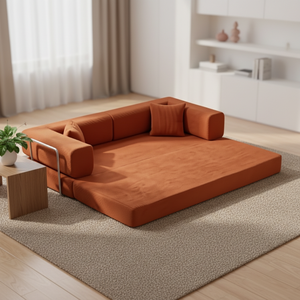 Divano Letto Modulare Convertibile per Soggiorno, Imbottito in Spugna, Compresso Sottovuoto, Rivestimento in Tessuto Senza Telaio - Product Image 1