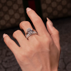 <span class=keywords><strong>Bague</strong></span> de fiançailles élégante à plusieurs couches avec <span class=keywords><strong>diamant</strong></span> de laboratoire certifié IGI, taille ovale 2 à 5 carats, CVD, en or 18 carats, empilable - Product Image 2