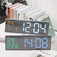 Jam Alarm Meja LED Digital Modern Kontrol Suara Tampilan Suhu Kalender Senyap Snooze Dekorasi Rumah Daya USB