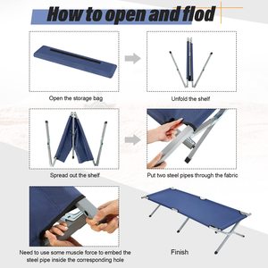Wholesale High Quality Outdoor Metal Frame Travel Lightweight Camp <b>Bed</b> Portable <b>Folding</b> <b>Camping</b> Cot Sleeping <b>Bed</b> for Adult DS-20 - Product Image 2
