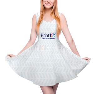 Imagen personalizada Vestido de patinadora sin mangas con adornos florales para mujer Dobladillo ancho Cuello cuadrado Empire Party-Style Disponible XS Large Floor-Length - Product Image 1