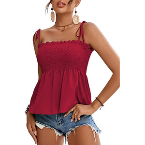 Camisetas ajustadas de verano sin mangas con <span class=keywords><strong>tirantes</strong></span> para <span class=keywords><strong>mujer</strong></span>, camisetas de talla grande, colores sólidos, transpirables, antibolitas, estampado comprimido - Product Image 5