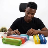 Ensemble cadeau de papeterie : Trousse à crayons colorée en gel-mesh, petite pochette pour pointillisme, accessoires pour kit de bricolage, trousse à crayons