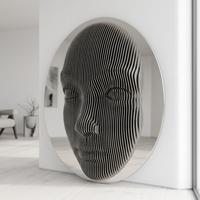 Grande sculpture faciale en acier inoxydable, sculpture de tête paramétrique en métal, installation artistique abstraite moderne pour l'extérieur