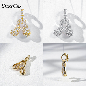 จี้เพชรทรงกลมแบบวินเทจทองคำแท้ 10K จาก StarsGem พร้อมตัวอักษรแบบ Bubble Letter สลักชื่อได้ สไตล์ฮิปฮอป - Product Image 5