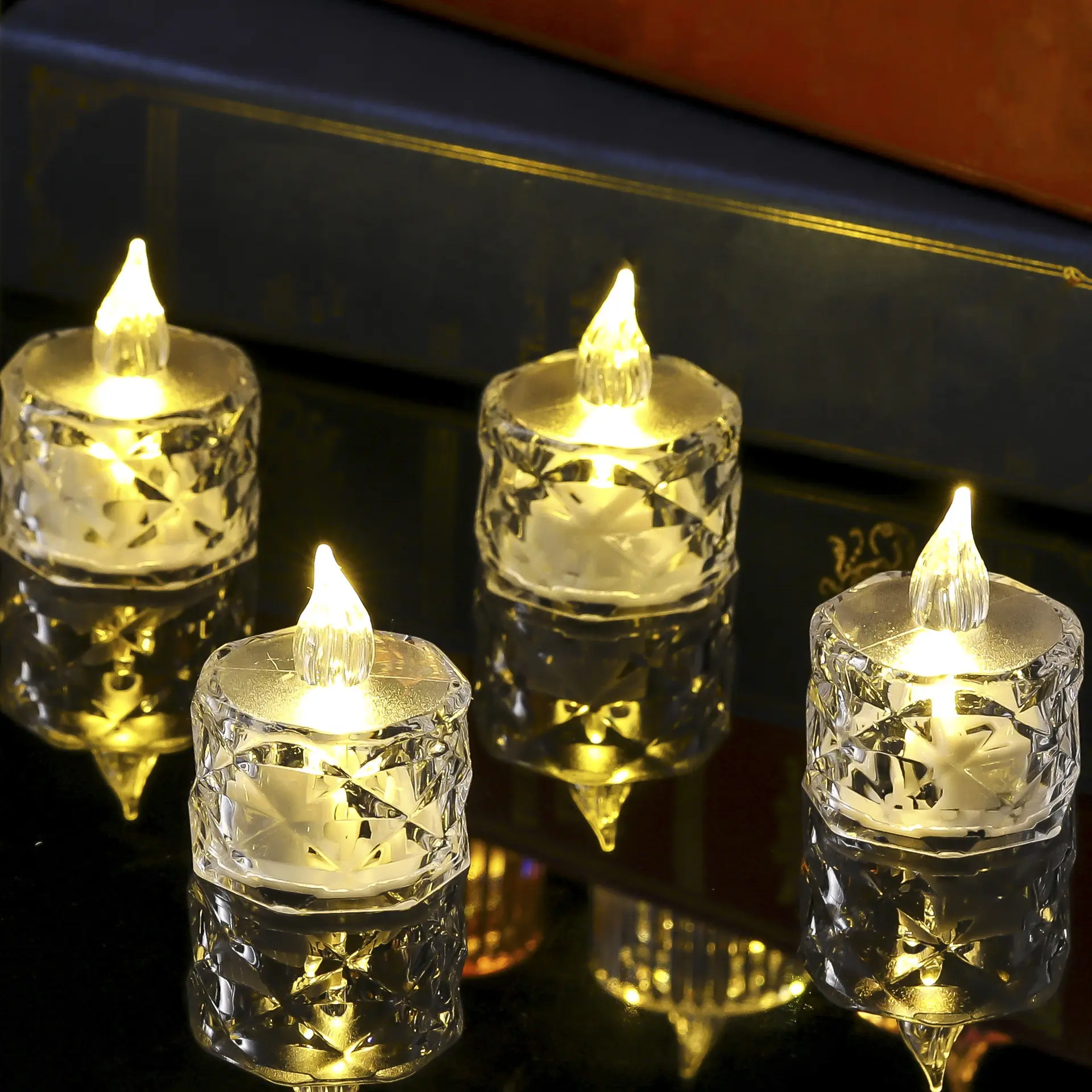 Bougies chauffe-plat à LED Réalistes et brillantes Bougies à piles sans flamme pour la décoration de mariage