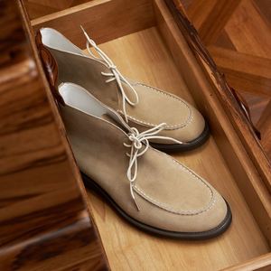 Nuevas Botas de Desierto para Hombre con Punta Cuadrada, de Cuero y Gamuza, de Caña Alta, Transpirables, Ligeras, Antideslizantes y con Cordones - Product Image 3