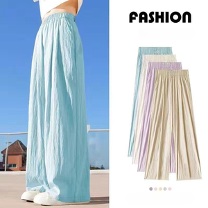 Pantaloni larghi estivi Casual da donna a vita alta con tasche a gamba larga pantaloni di <span class=keywords><strong>lino</strong></span> di cotone - Product Image 6