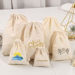 Eco-Friendly Reusable Drawstring Canvas <b>Bag</b> Customized Printing Logo Organic Cotton Calico Lady's Vintage Fashion <b>Bottle</b> Storage - Product Image 5