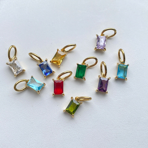 EManco kalung liontin batu ulang tahun 12 bulan, Kalung baja tahan karat tidak Tarnish tahan air multiwarna persegi panjang pesona Zircon anak-anak - Product Image 4