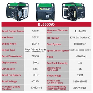 Générateur à essence portable 10L 5KW 5.5KW, générateur à essence portable AC 220V-230V monocylindre 172F-V, <span class=keywords><strong>alternateur</strong></span> générateur - Product Image 6