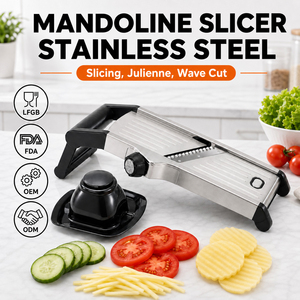 Mandoline multifonctionnelle professionnelle réglable manuellement en acier inoxydable 304 avec protection de sécurité pour couper les <span class=keywords><strong>légumes</strong></span> - Product Image 1