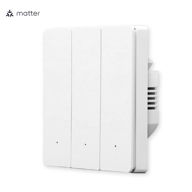 Factory Outlet HomeKit EU UK Standard 3 Gang Smart Home Matter Over WiFi Smart Wall Light Switch