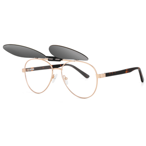Lunettes de soleil unisexes à clipser avec monture ovale en métal, protection UV400, style aviateur à monture complète, protection solaire pour adultes - Product Image 1