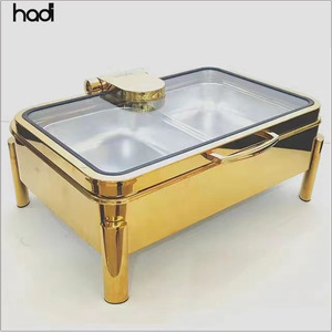 Lusso nuovo Design argento 304 SS ristorante Deluxe Buffet Set 9L scaldabagno scaldavivande <span class=keywords><strong>per</strong></span> riscaldamento e tenuta di piatti - Product Image 3