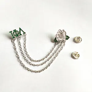 工厂价格IOTA PHI LAMBDA魅力绿色和白色玫瑰花链连接链翻领别针
