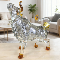 Bouteille en verre borosilicate de luxe de 1000 ml, motif unique de talon haut animal, design carré, pour tequila, vodka, brandy, diffuseur