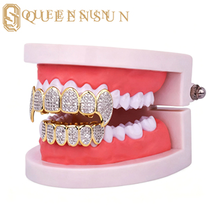 Mịn lát đá outdiamond grillz phiên bản queensun mô hình 123 5g S925 Bạc Vàng rắn <span class=keywords><strong>bezel</strong></span> thiết lập răng Unisex - Product Image 6