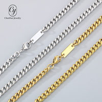 Collier en acier inoxydable à maillons cubains avec pendentif carré vierge gravable au laser, accessoires de mode pour le cou, vente en gros