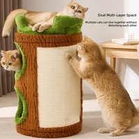 Arbre à chat multi-niveaux en bois avec griffoir en écorce, lit double et condo pour chats d'intérieur - Fournitures pour animaux de compagnie en gros