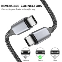 Fábrica Nylon Trenzado Tipo-c 20V 3a Pd Cable de carga rápida Usb C Auf Usb C Kabel 60W 3m