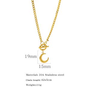 Mode femmes bijoux en acier inoxydable <span class=keywords><strong>collier</strong></span> 18K OT boucle géométrique <span class=keywords><strong>collier</strong></span> <span class=keywords><strong>à</strong></span> <span class=keywords><strong>l</strong></span>'<span class=keywords><strong>envers</strong></span> <span class=keywords><strong>lune</strong></span> pendentif <span class=keywords><strong>collier</strong></span> - Product Image 3